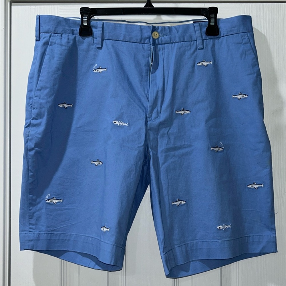 Men’s Polo Ralph Lauren Classic Fit Shorts size 36 Embroidered Fish Chino Blue
